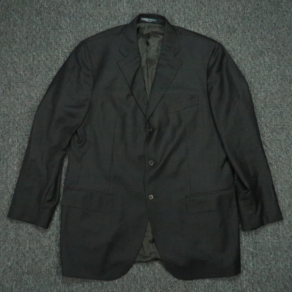 VINTAGE Polo Ralph Lauren Blazer Men 44L Gray Wool Sport Coat Jacket Italy‎